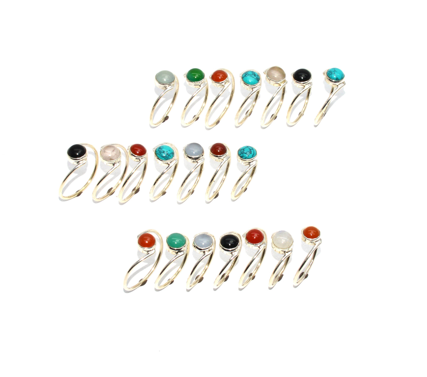 WHOLESALE 925 21PC SOLID STERLING SILVER TURQUOISE MIX STONE RING LOT