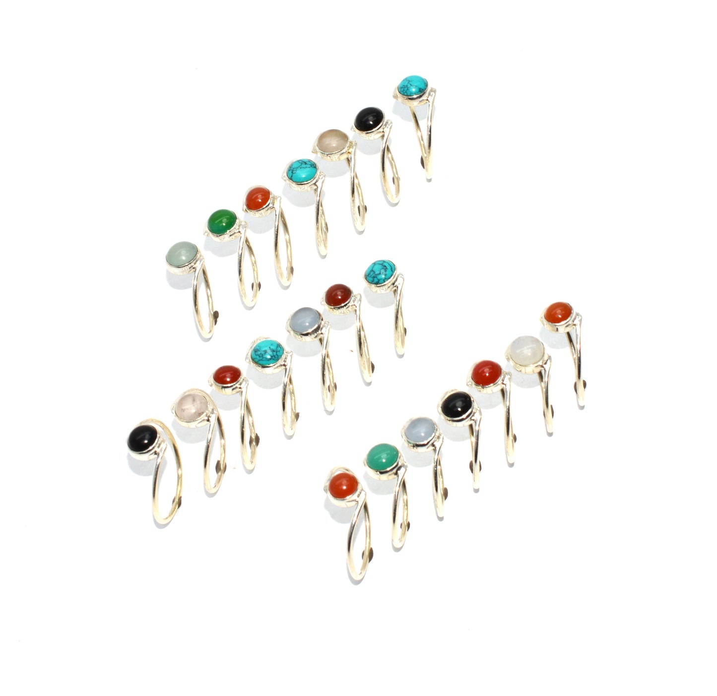 WHOLESALE 925 21PC SOLID STERLING SILVER TURQUOISE MIX STONE RING LOT