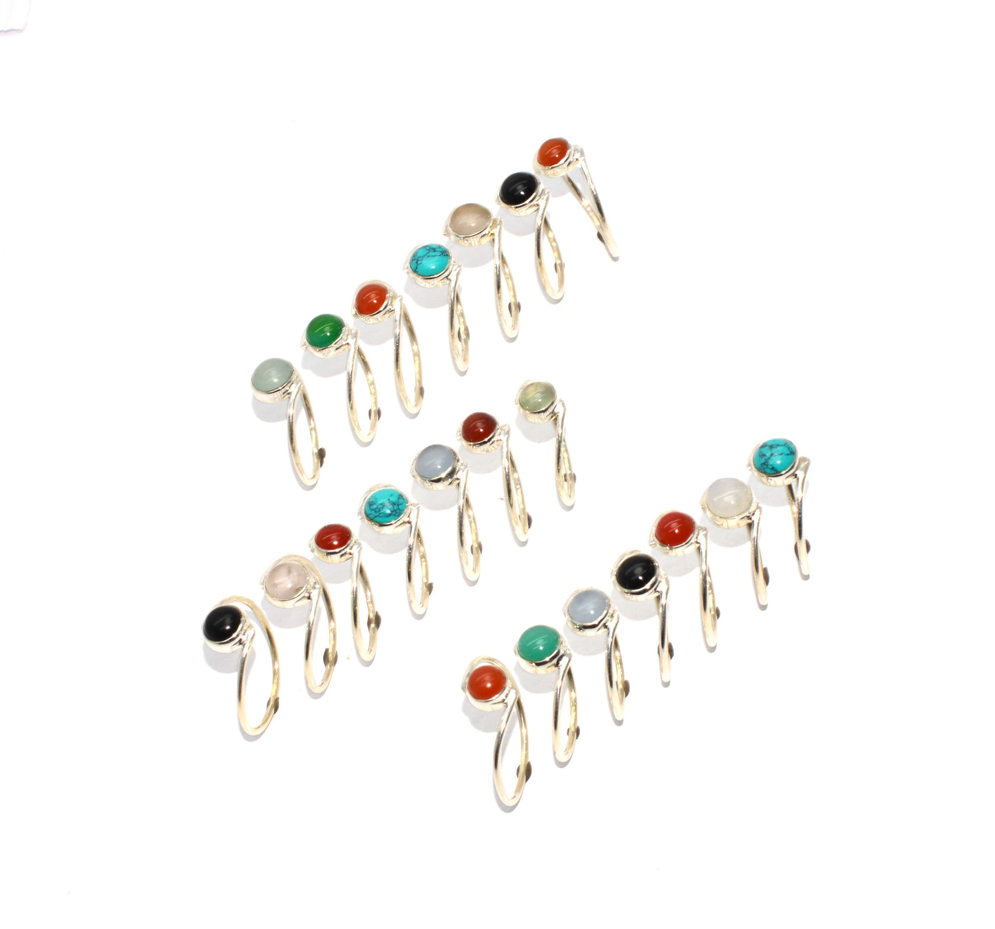 WHOLESALE 925 21PC SOLID STERLING SILVER CARNELIAN MIX STONE RING LOT