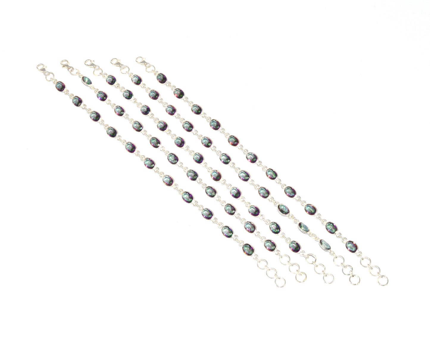 WHOLESALE 925 5PC SOLID STERLING SILVER MYSTIC TOPAZ BRACELET LOT
