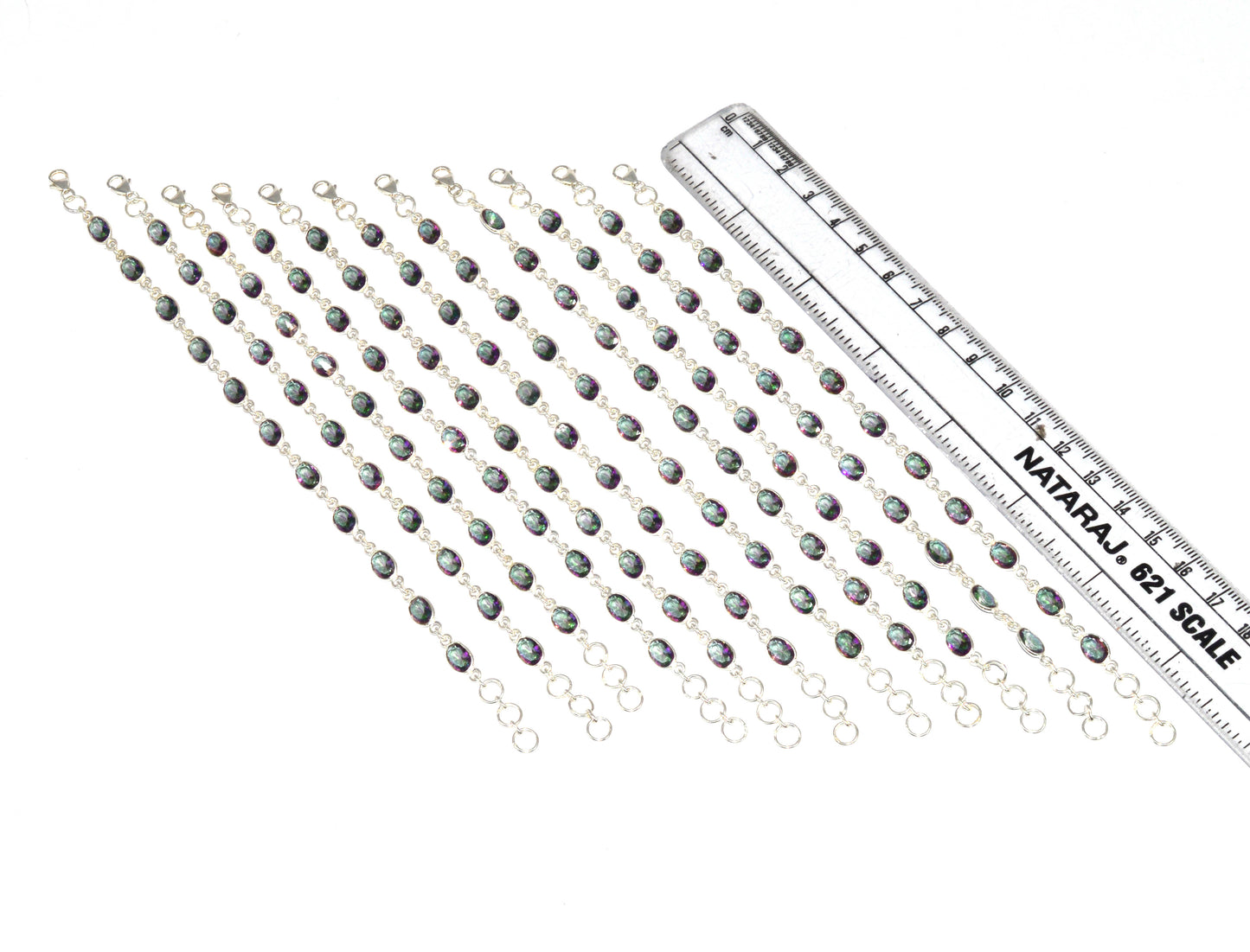 WHOLESALE 925 11PC SOLID STERLING SILVER MYSTIC TOPAZ BRACELET LOT