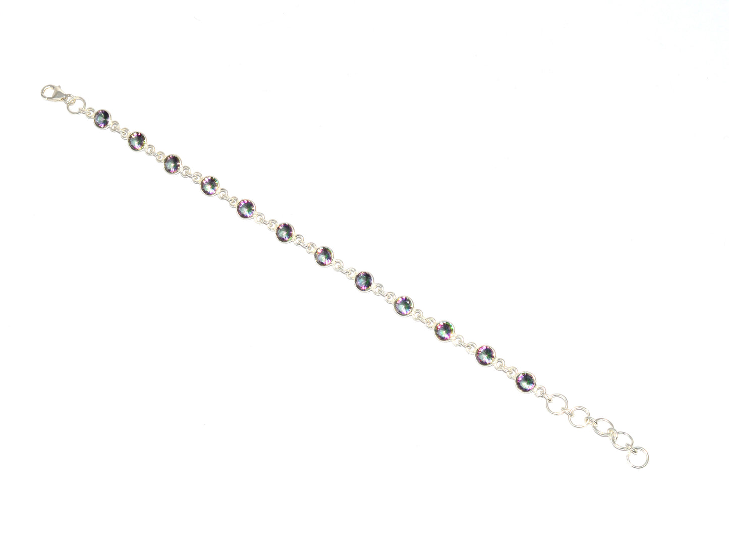 925 SOLID STERLING SILVER MYSTIC TOPAZ HANDMADE BRACELET-7.8 INCH