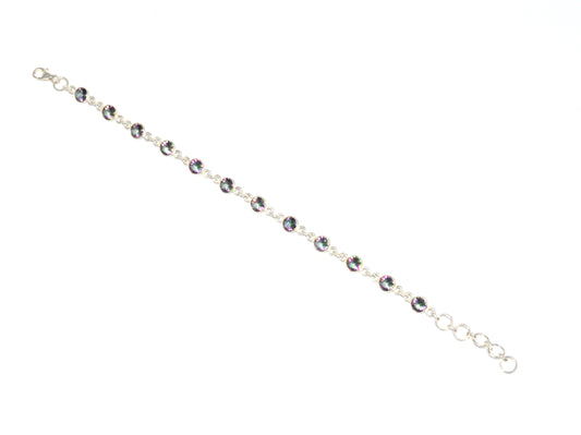 925 SOLID STERLING SILVER MYSTIC TOPAZ HANDMADE BRACELET-7.8 INCH