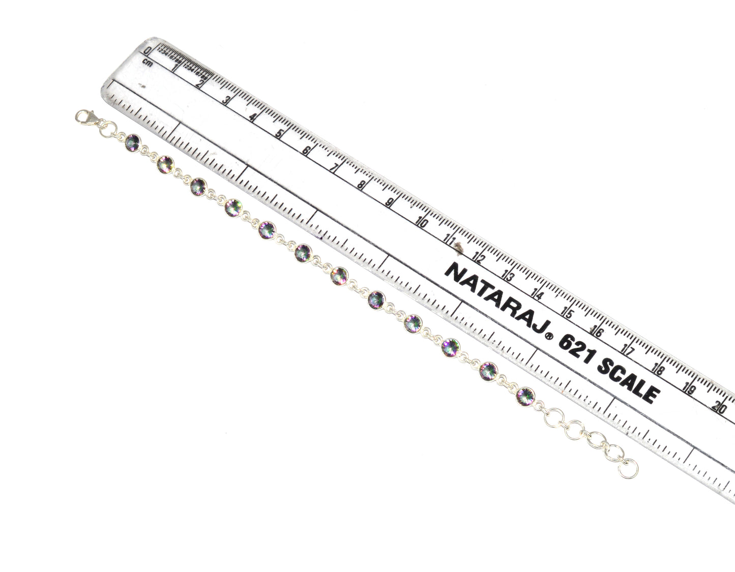 925 SOLID STERLING SILVER MYSTIC TOPAZ HANDMADE BRACELET-7.8 INCH