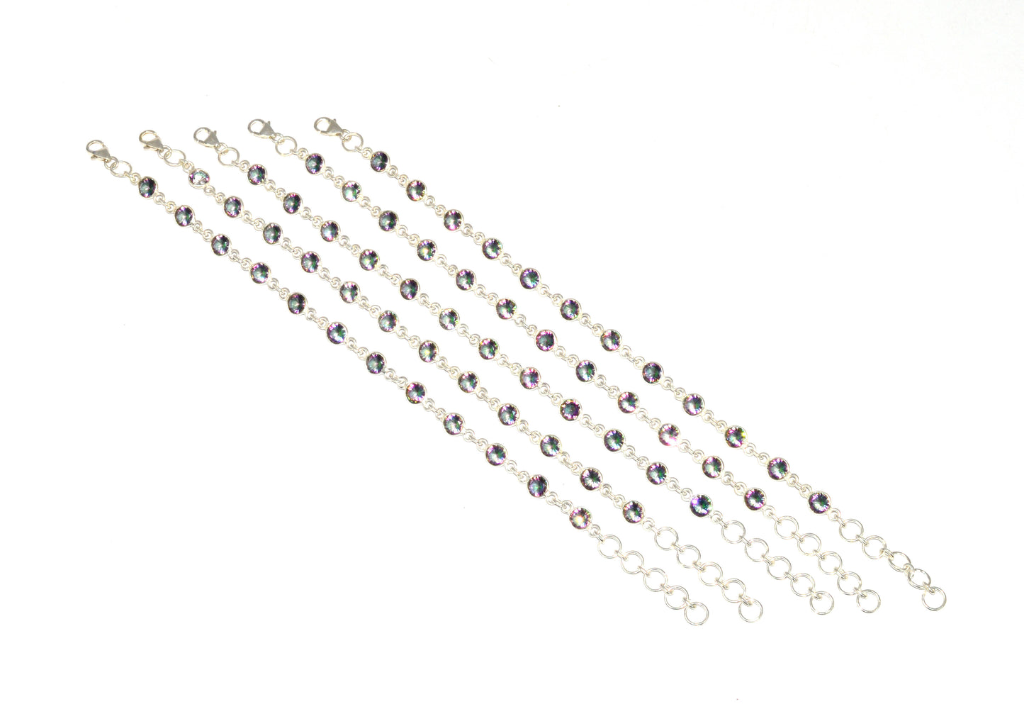 WHOLESALE 925 5PC SOLID STERLING SILVER MYSTIC TOPAZ BRACELET LOT