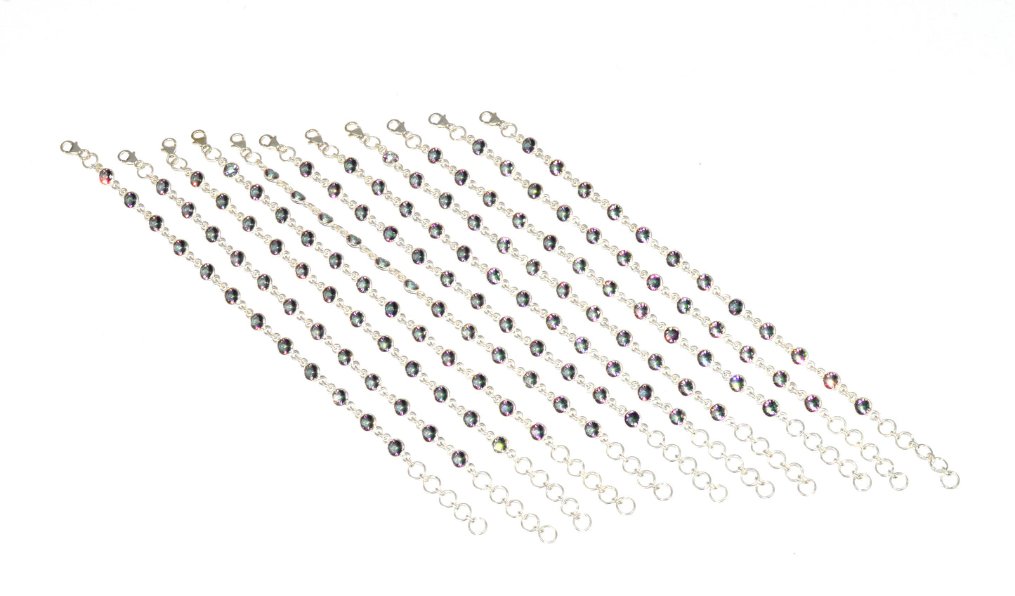 WHOLESALE 925 11PC SOLID STERLING SILVER MYSTIC TOPAZ BRACELET LOT