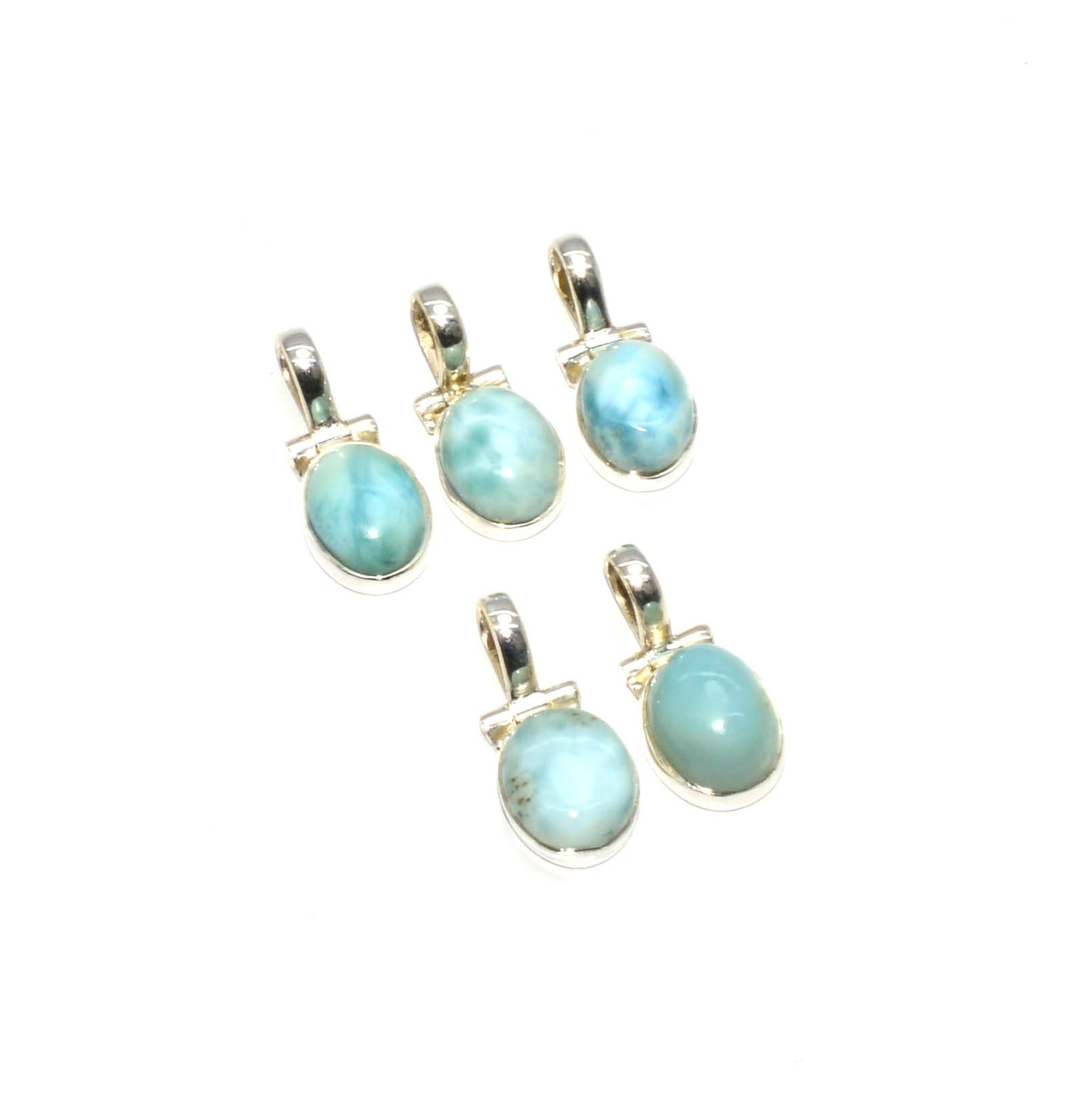 WHOLESALE 925 5PC SOLID STERLING SILVER BLUE LARIMAR PENDANT LOT