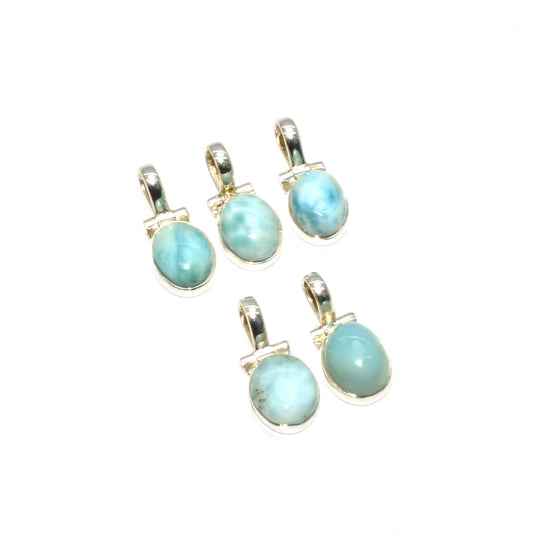 WHOLESALE 925 5PC SOLID STERLING SILVER BLUE LARIMAR PENDANT LOT