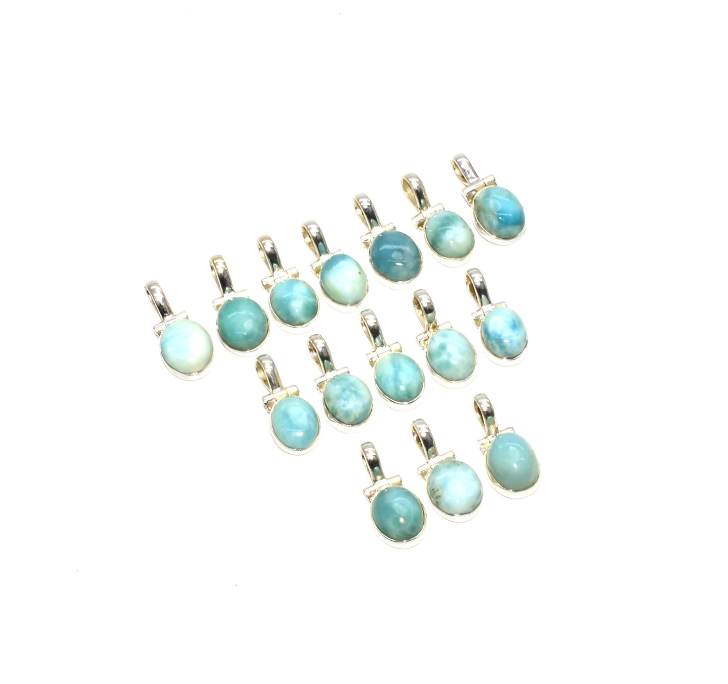 WHOLESALE 925 15PC SOLID STERLING SILVER BLUE LARIMAR PENDANT LOT