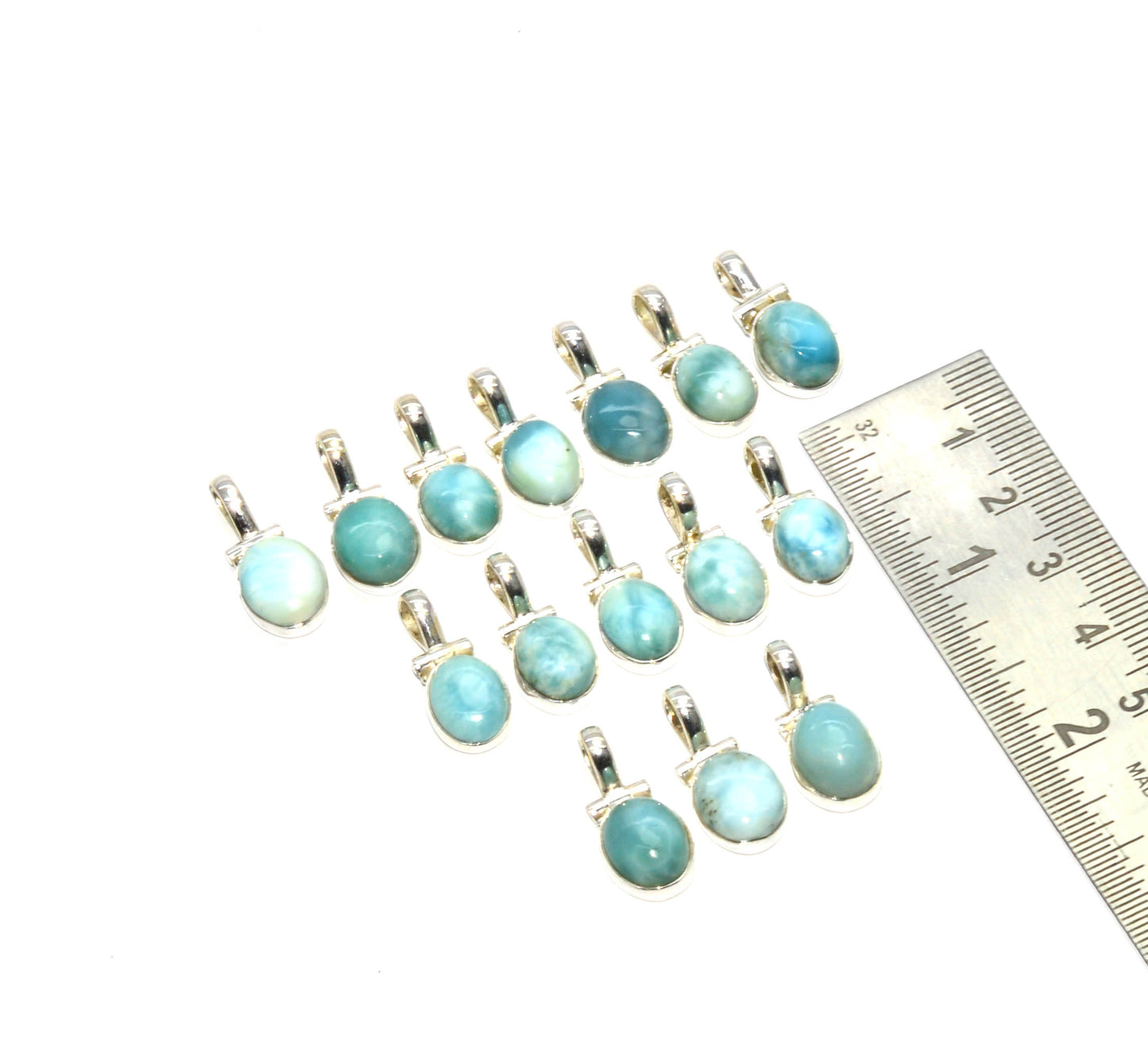 WHOLESALE 925 15PC SOLID STERLING SILVER BLUE LARIMAR PENDANT LOT