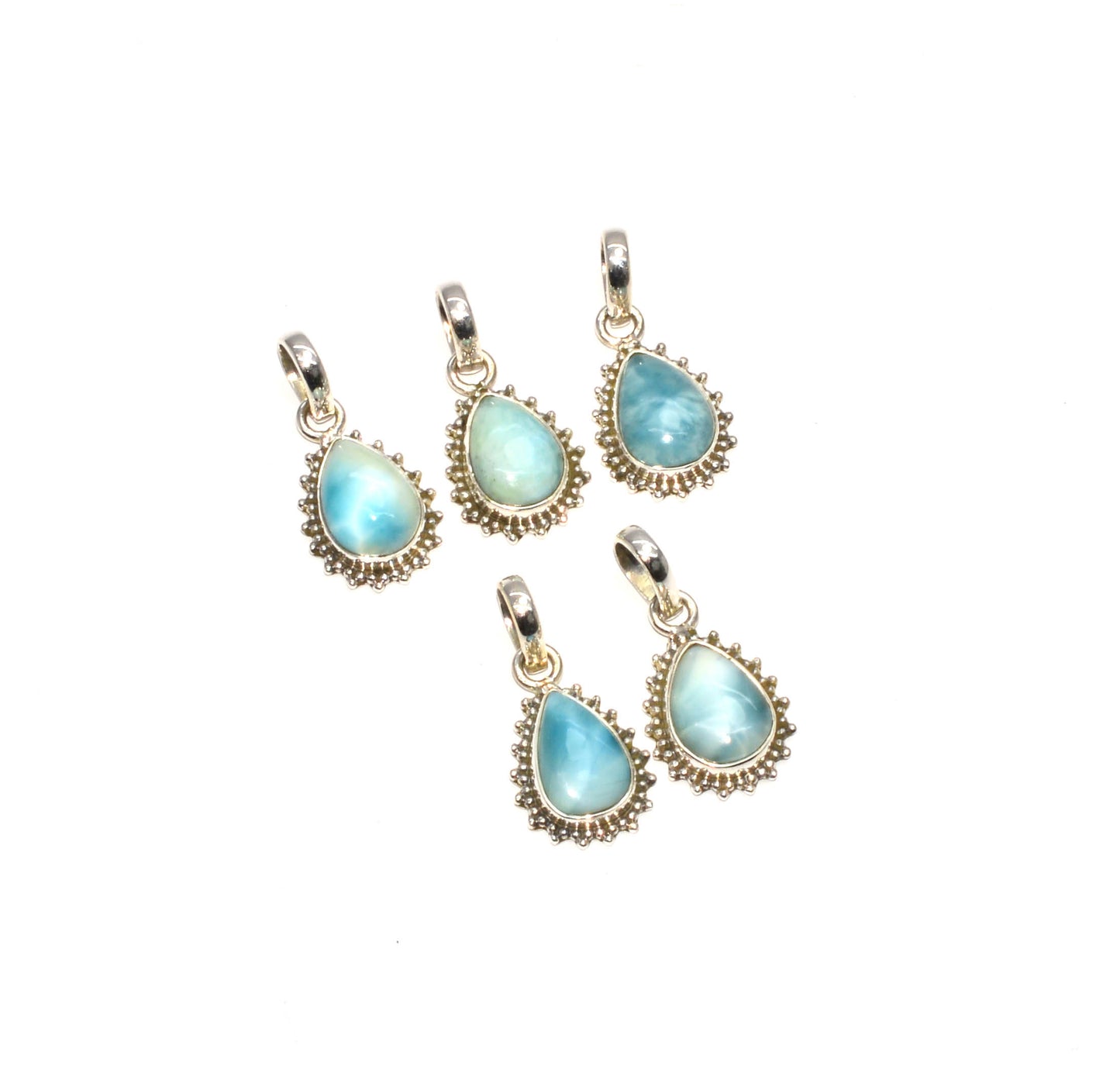 WHOLESALE 925 5PC SOLID STERLING SILVER BLUE LARIMAR PENDANT LOT