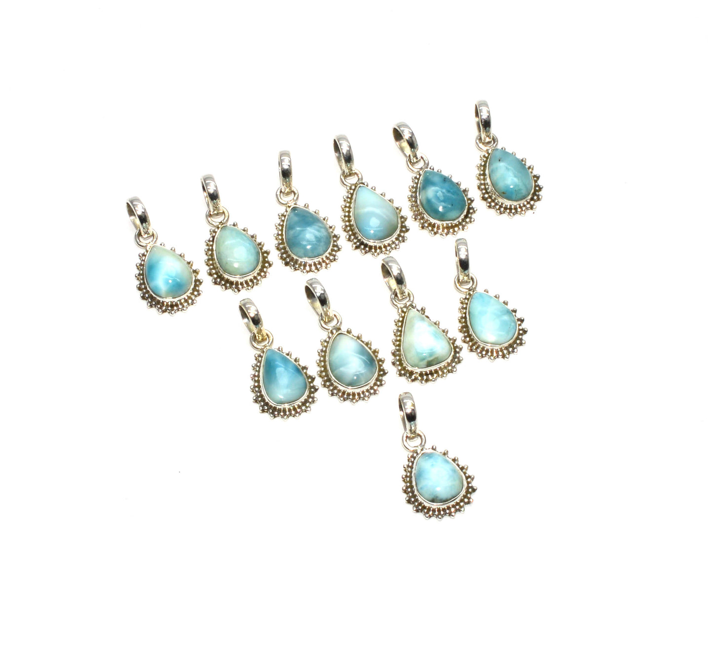 WHOLESALE 925 11PC SOLID STERLING SILVER BLUE LARIMAR PENDANT LOT