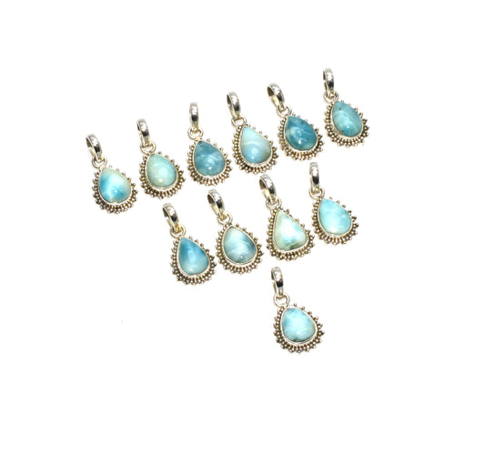 WHOLESALE 925 11PC SOLID STERLING SILVER BLUE LARIMAR PENDANT LOT