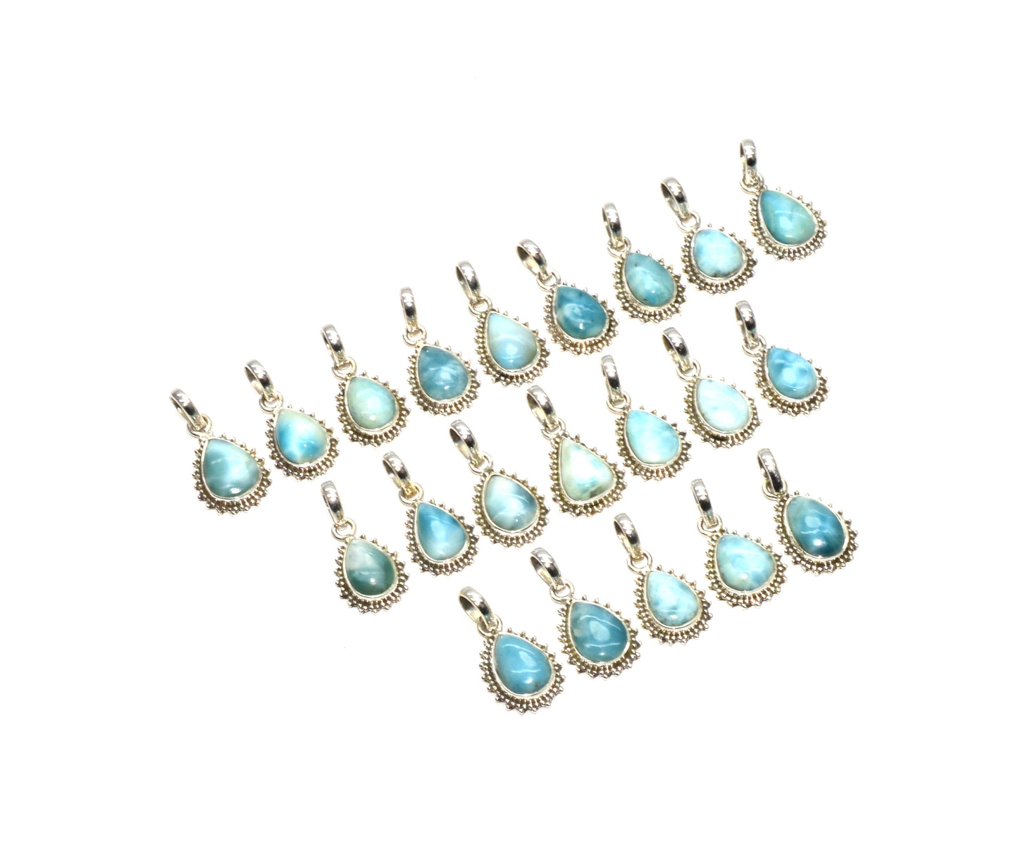 WHOLESALE 925 21PC SOLID STERLING SILVER BLUE LARIMAR PENDANT LOT