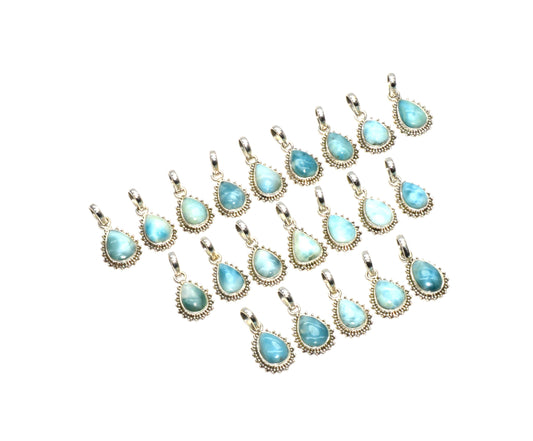 WHOLESALE 925 21PC SOLID STERLING SILVER BLUE LARIMAR PENDANT LOT