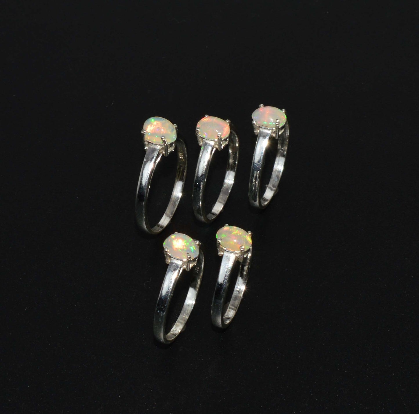 WHOLESALE 925 5PC SOLID STERLING SILVER NATURAL ETHIOPIAN OPAL RING LOT