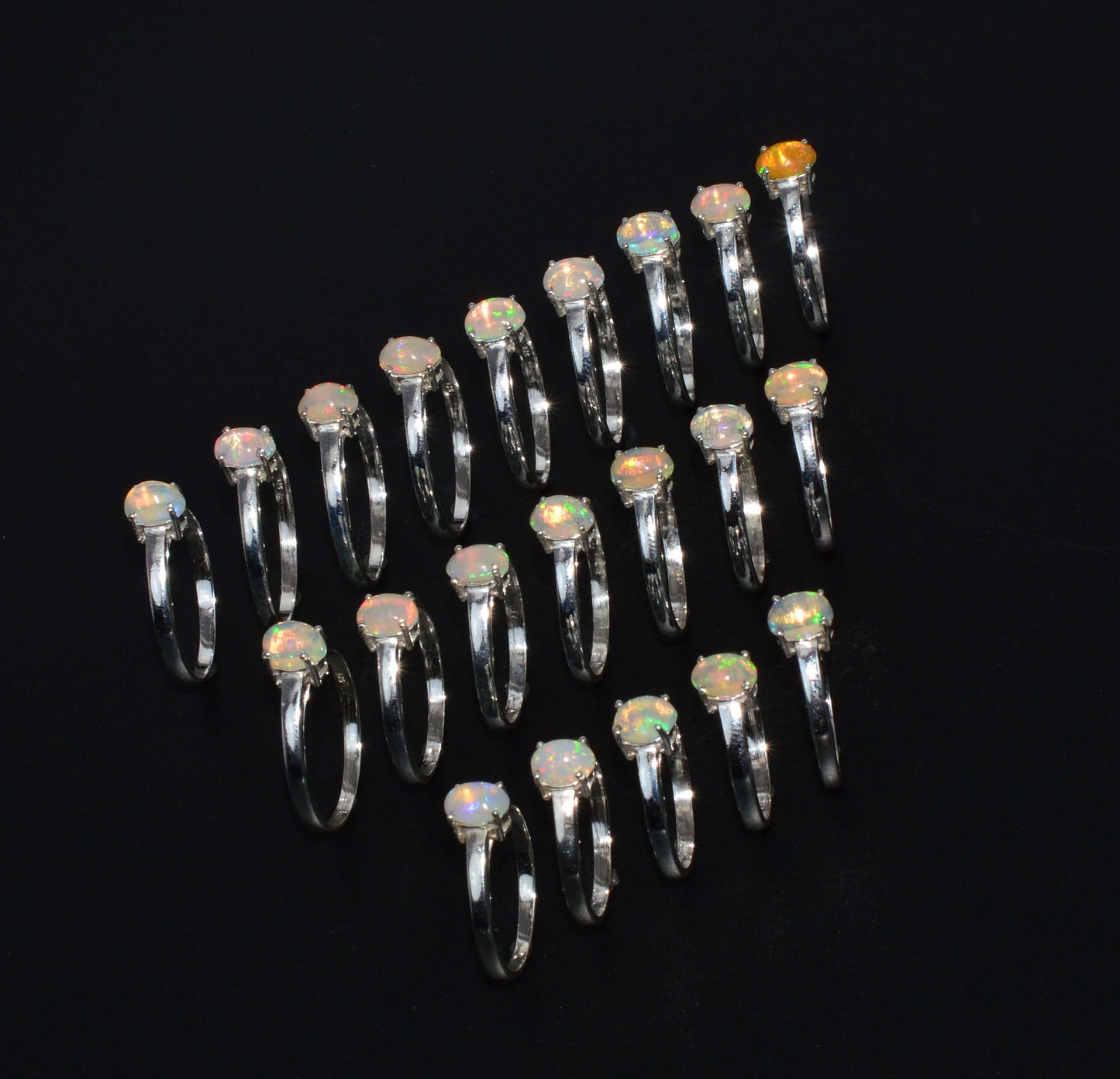 WHOLESALE 925 21PC SOLID STERLING SILVER NATURAL ETHIOPIAN OPAL RING LOT
