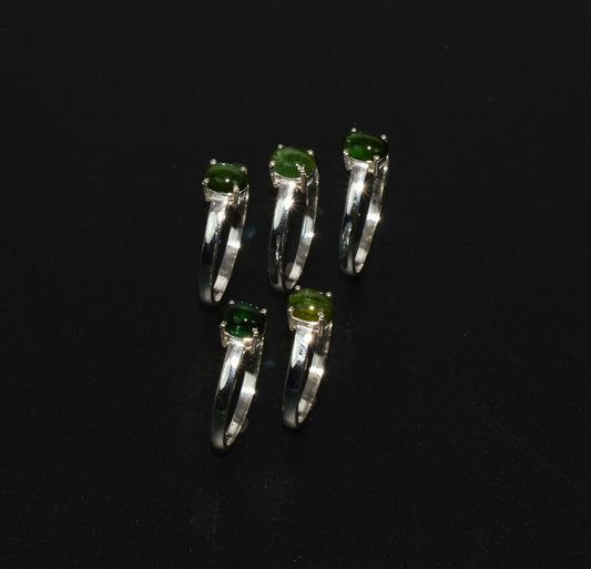 WHOLESALE 925 5PC SOLID STERLING SILVER GREEN TOURMALINE RING LOT