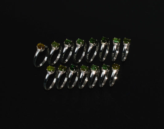 WHOLESALE 925 15PC SOLID STERLING SILVER GREEN TOURMALINE RING LOT