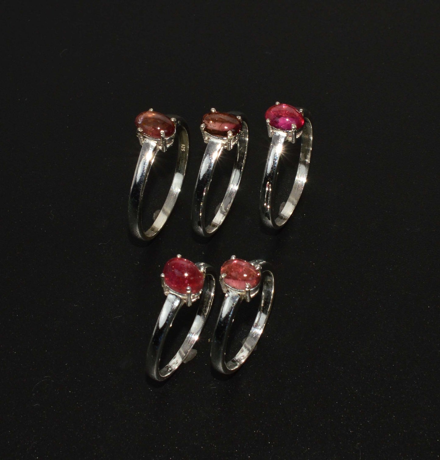 WHOLESALE 925 5PC SOLID STERLING SILVER PINK TOURMALINE RING LOT
