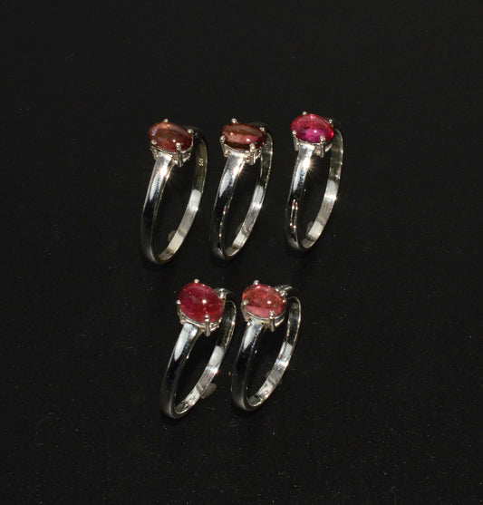 WHOLESALE 925 5PC SOLID STERLING SILVER PINK TOURMALINE RING LOT