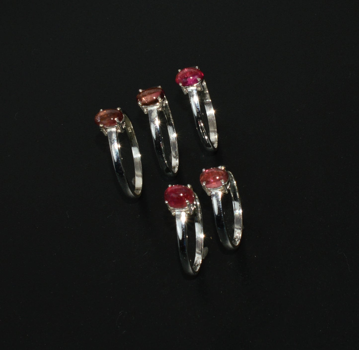 WHOLESALE 925 5PC SOLID STERLING SILVER PINK TOURMALINE RING LOT
