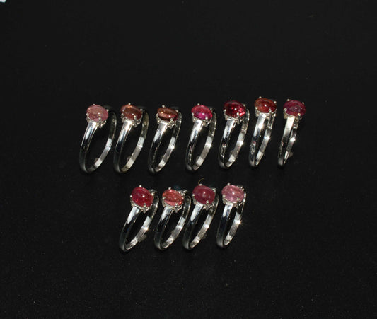 WHOLESALE 925 11PC SOLID STERLING SILVER PINK TOURMALINE RING LOT