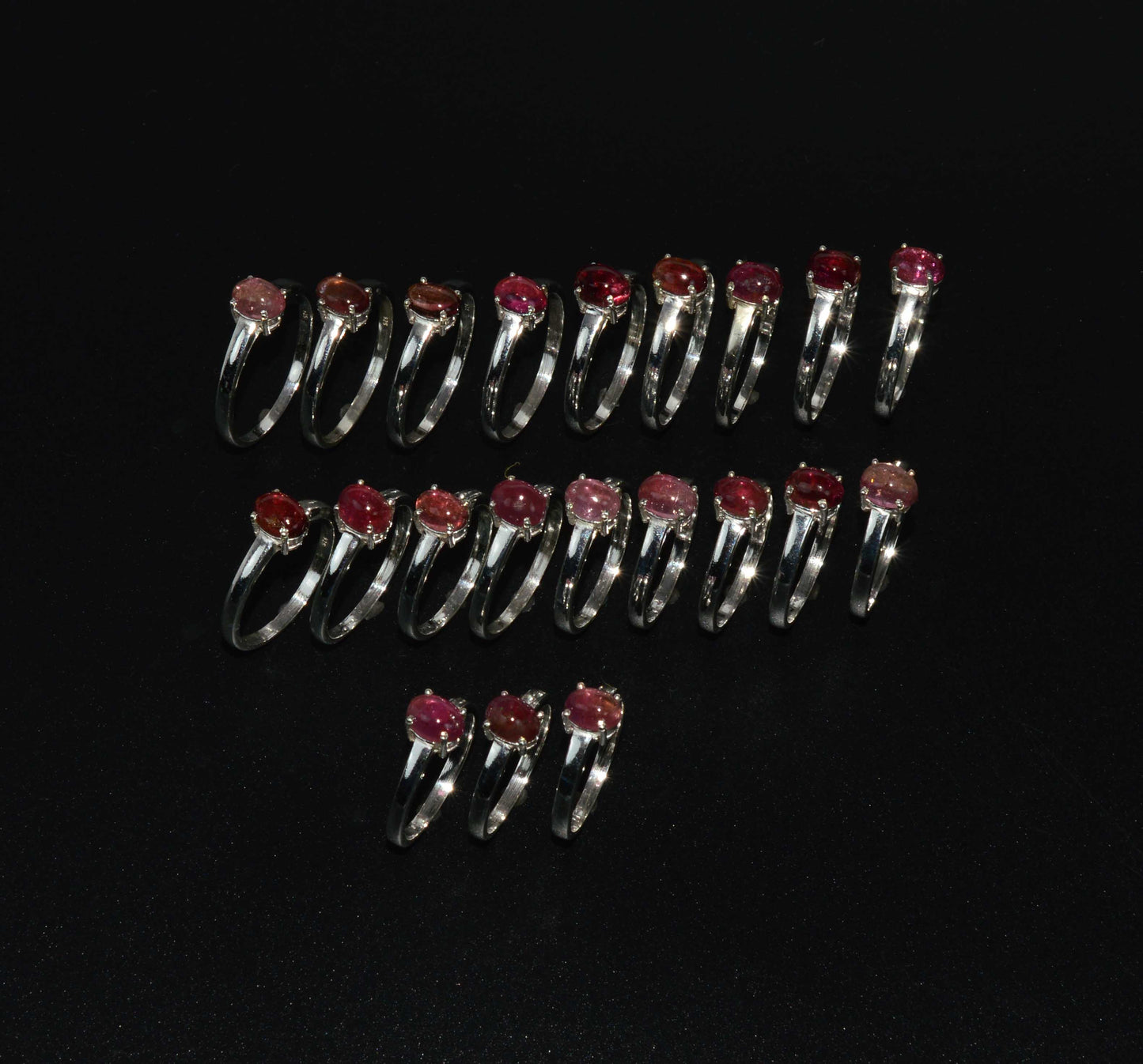 WHOLESALE 925 21PC SOLID STERLING SILVER PINK TOURMALINE RING LOT