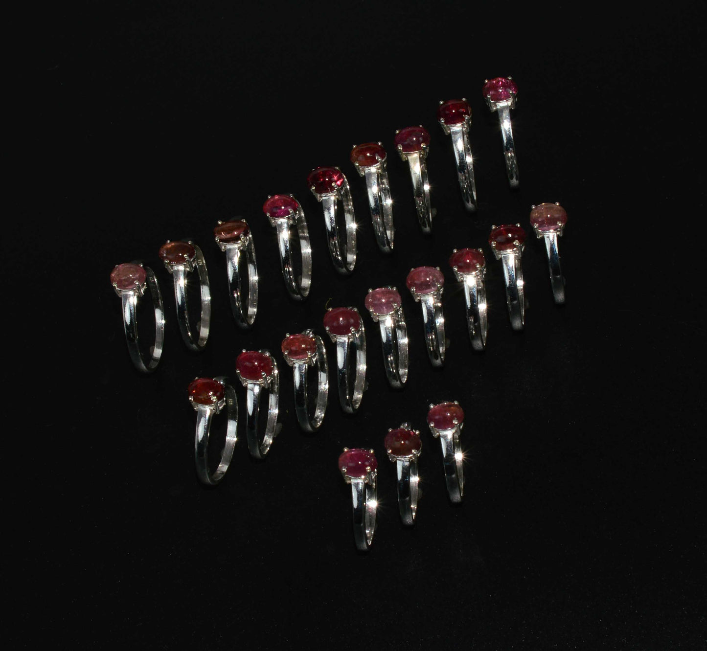 WHOLESALE 925 21PC SOLID STERLING SILVER PINK TOURMALINE RING LOT