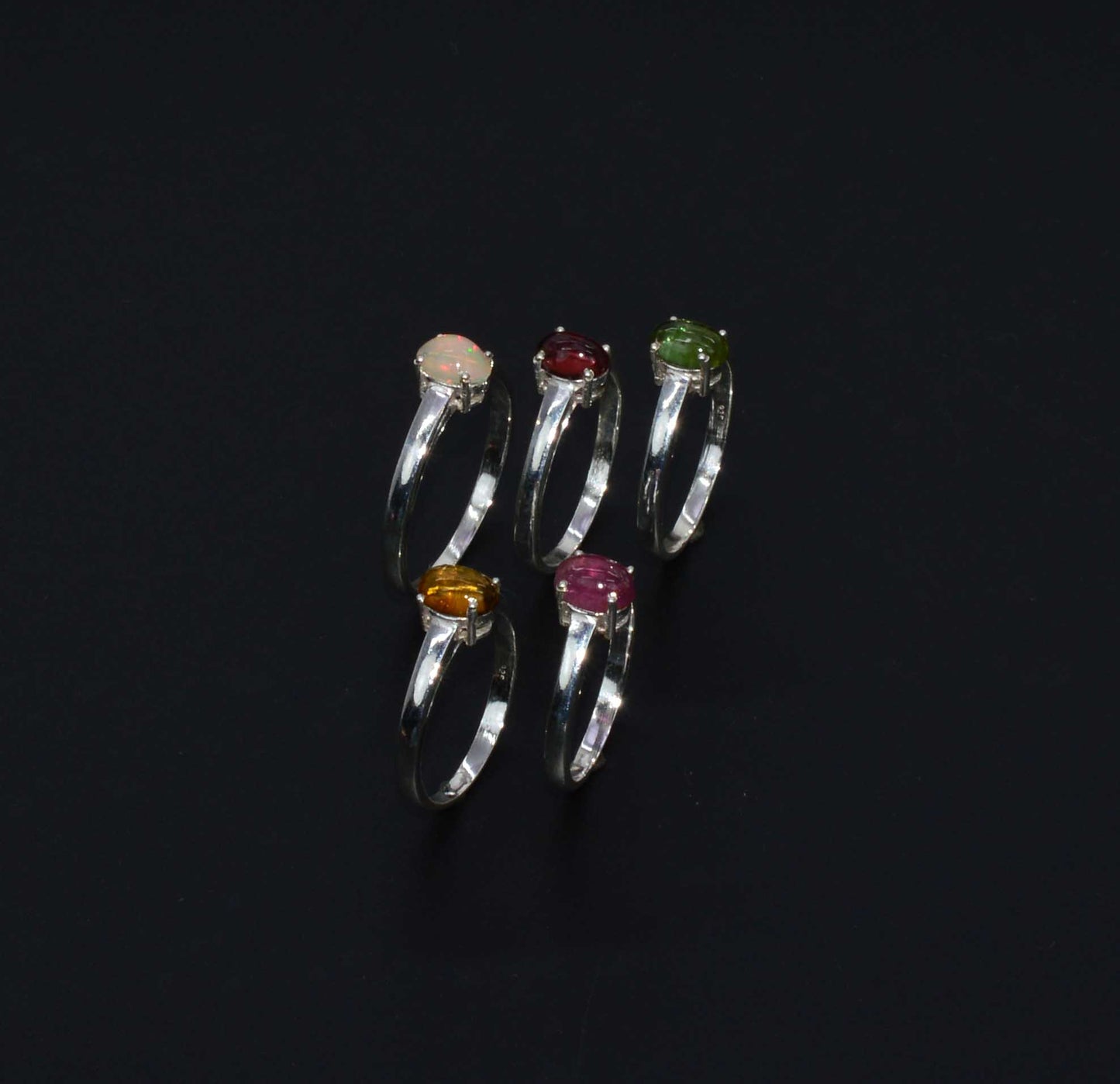 WHOLESALE 925 5PC SOLID STERLING SILVER TOURMALINE MIX STONE RING LOT