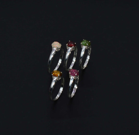 WHOLESALE 925 5PC SOLID STERLING SILVER TOURMALINE MIX STONE RING LOT