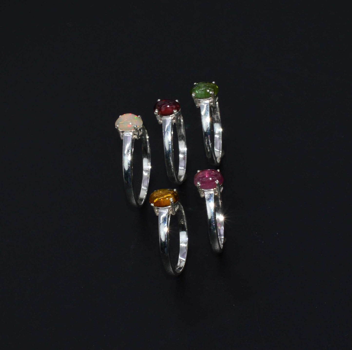 WHOLESALE 925 5PC SOLID STERLING SILVER TOURMALINE MIX STONE RING LOT