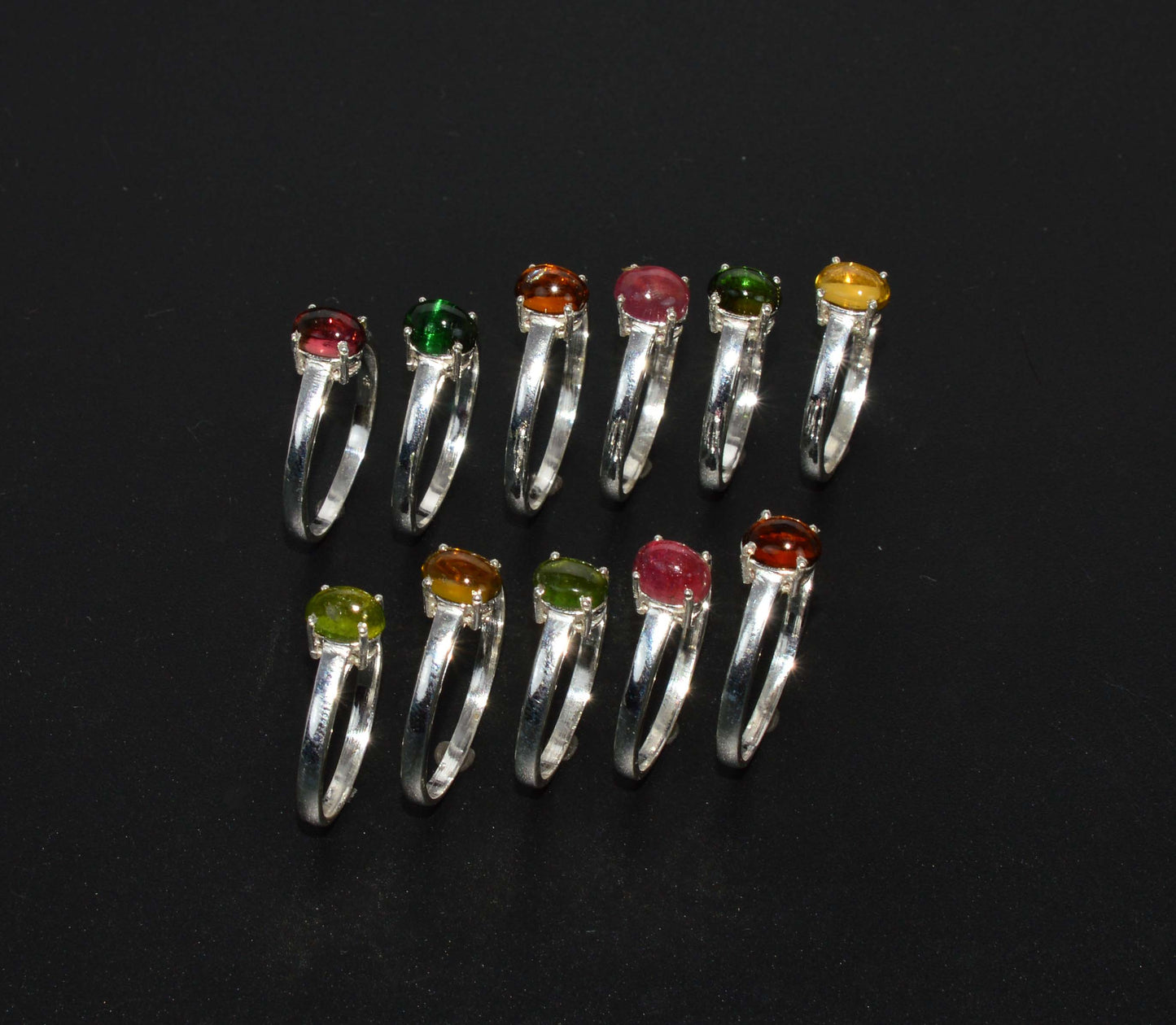 WHOLESALE 925 11PC SOLID STERLING SILVER TOURMALINE MIX STONE RING LOT