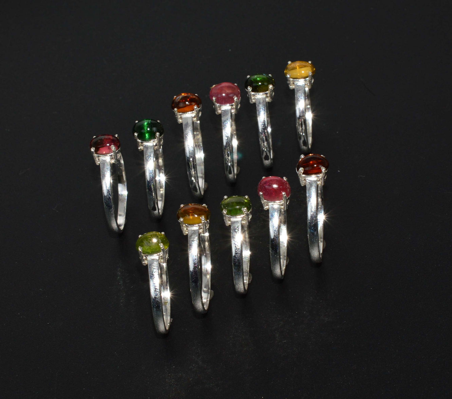 WHOLESALE 925 11PC SOLID STERLING SILVER TOURMALINE MIX STONE RING LOT