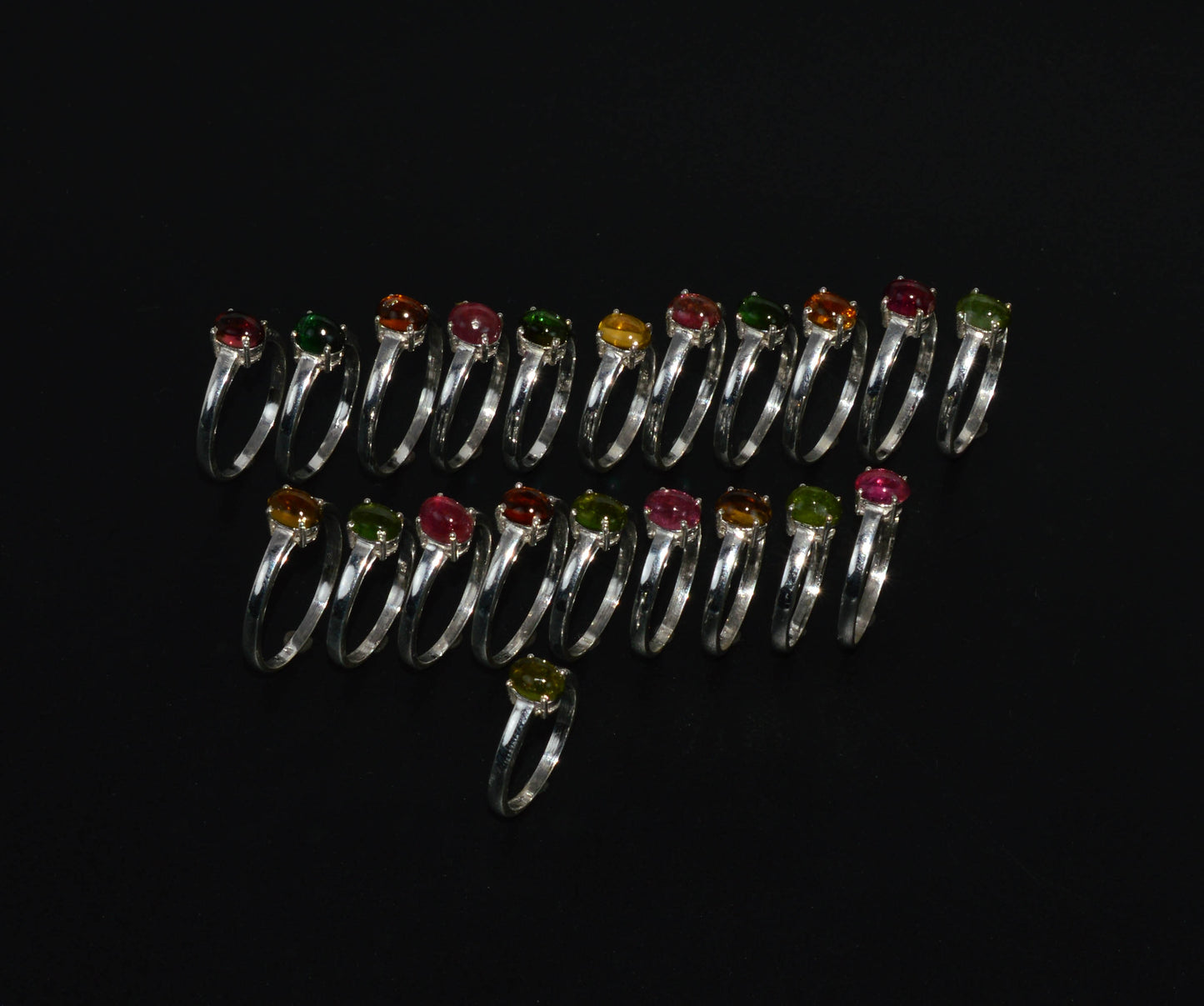 WHOLESALE 925 21PC SOLID STERLING SILVER TOURMALINE MIX STONE RING LOT