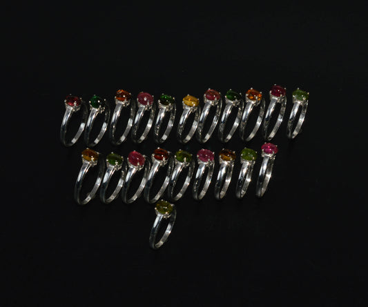 WHOLESALE 925 21PC SOLID STERLING SILVER TOURMALINE MIX STONE RING LOT