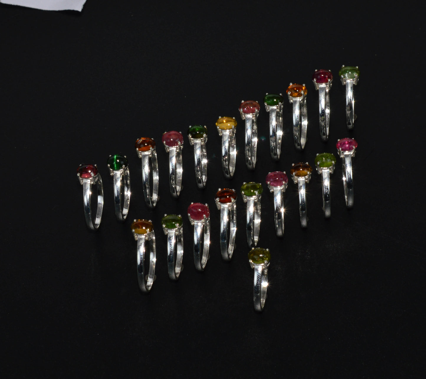 WHOLESALE 925 21PC SOLID STERLING SILVER TOURMALINE MIX STONE RING LOT