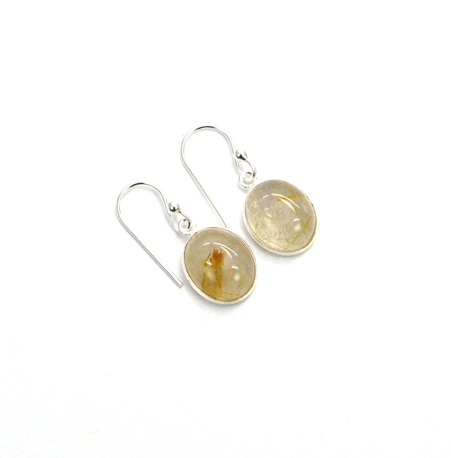 WHOLESALE 5PR 925 SOLID STERLING SILVER GOLDEN RUTILE HOOK EARRING LOT