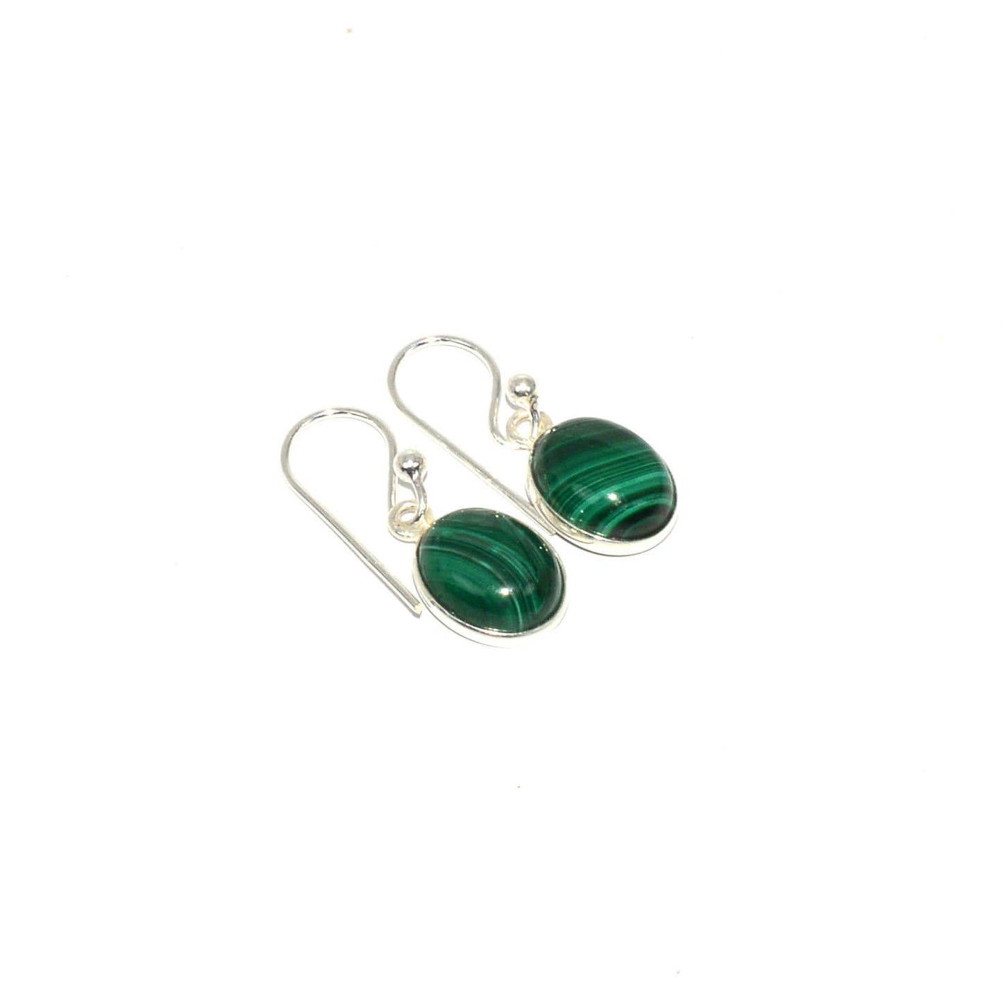 WHOLESALE 5PC SOLID STERLING SILVER GREEN MALACHITE HOOK EARRING LOT