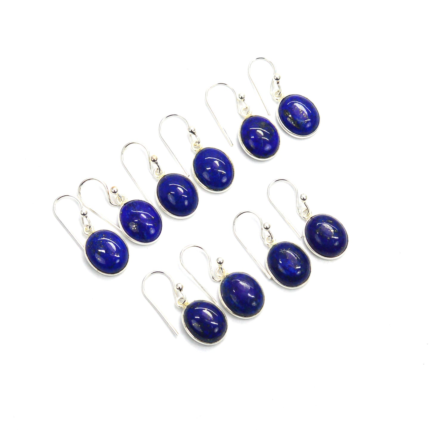 WHOLESALE 5PR 925 SOLID STERLING SILVER BLUE LAPIS LAZULI EARRING LOT
