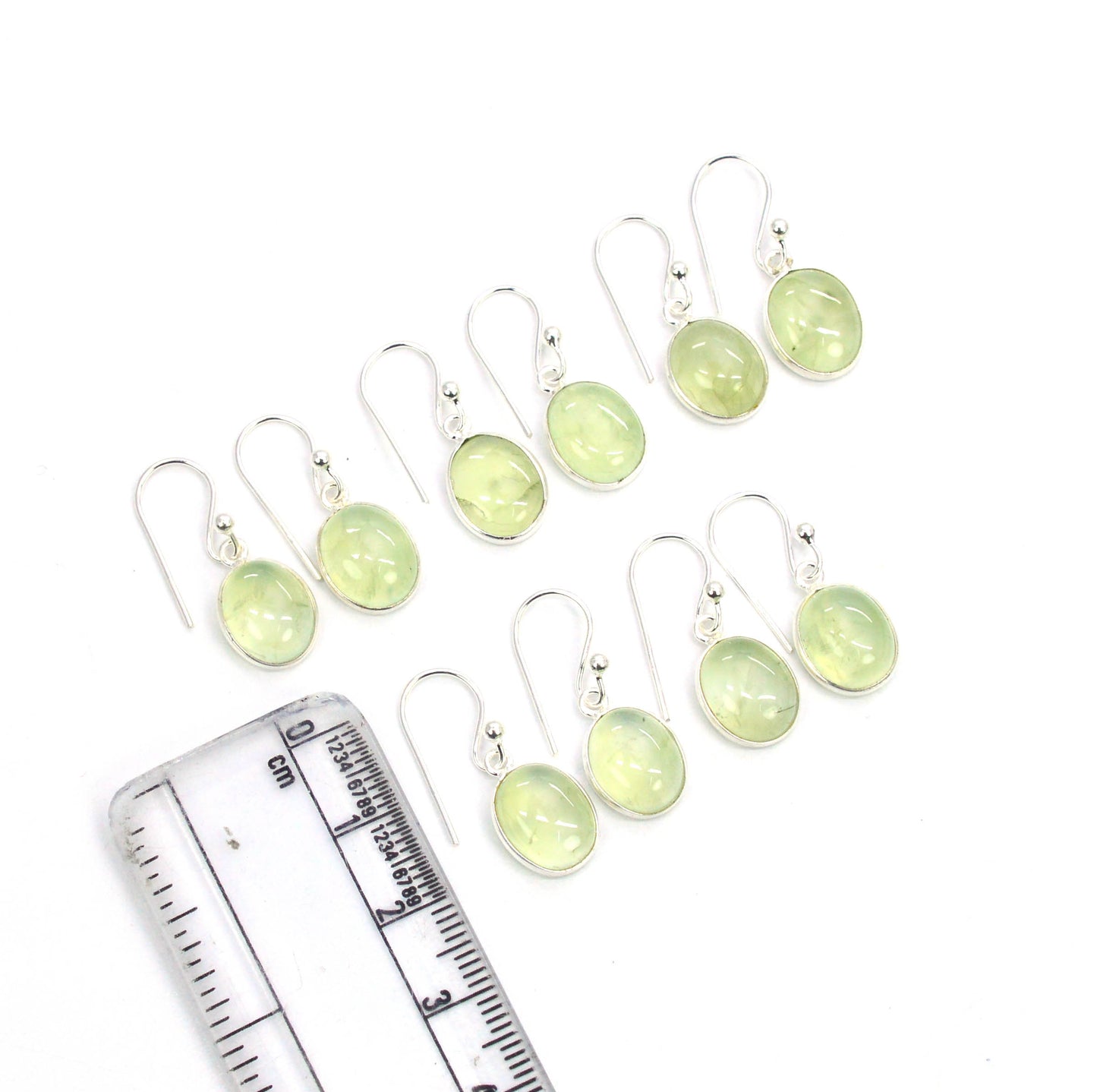 WHOLESALE 5PC SOLID STERLING SILVER GREEN PREHNITE HOOK EARRING LOT
