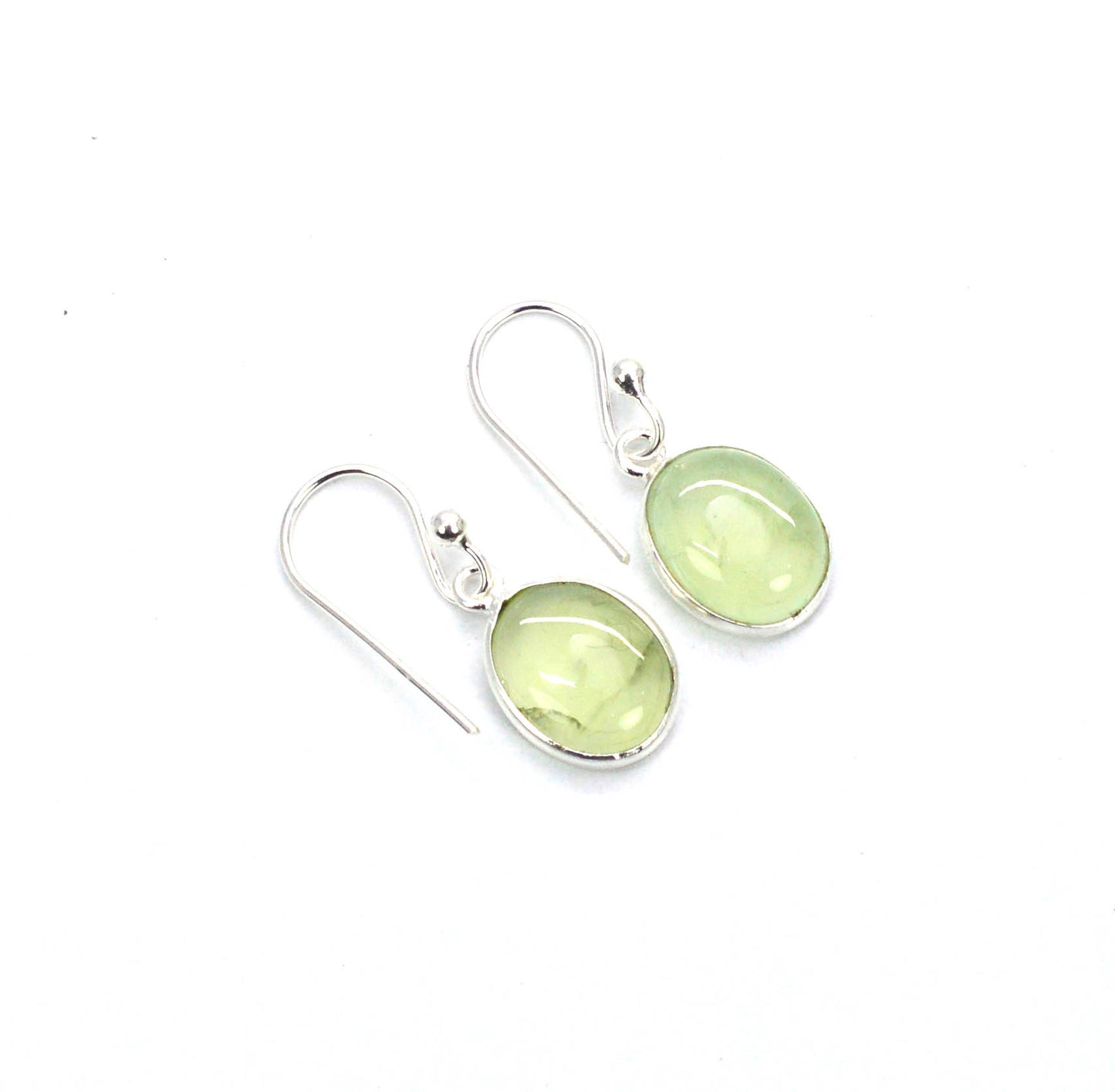 WHOLESALE 5PC SOLID STERLING SILVER GREEN PREHNITE HOOK EARRING LOT