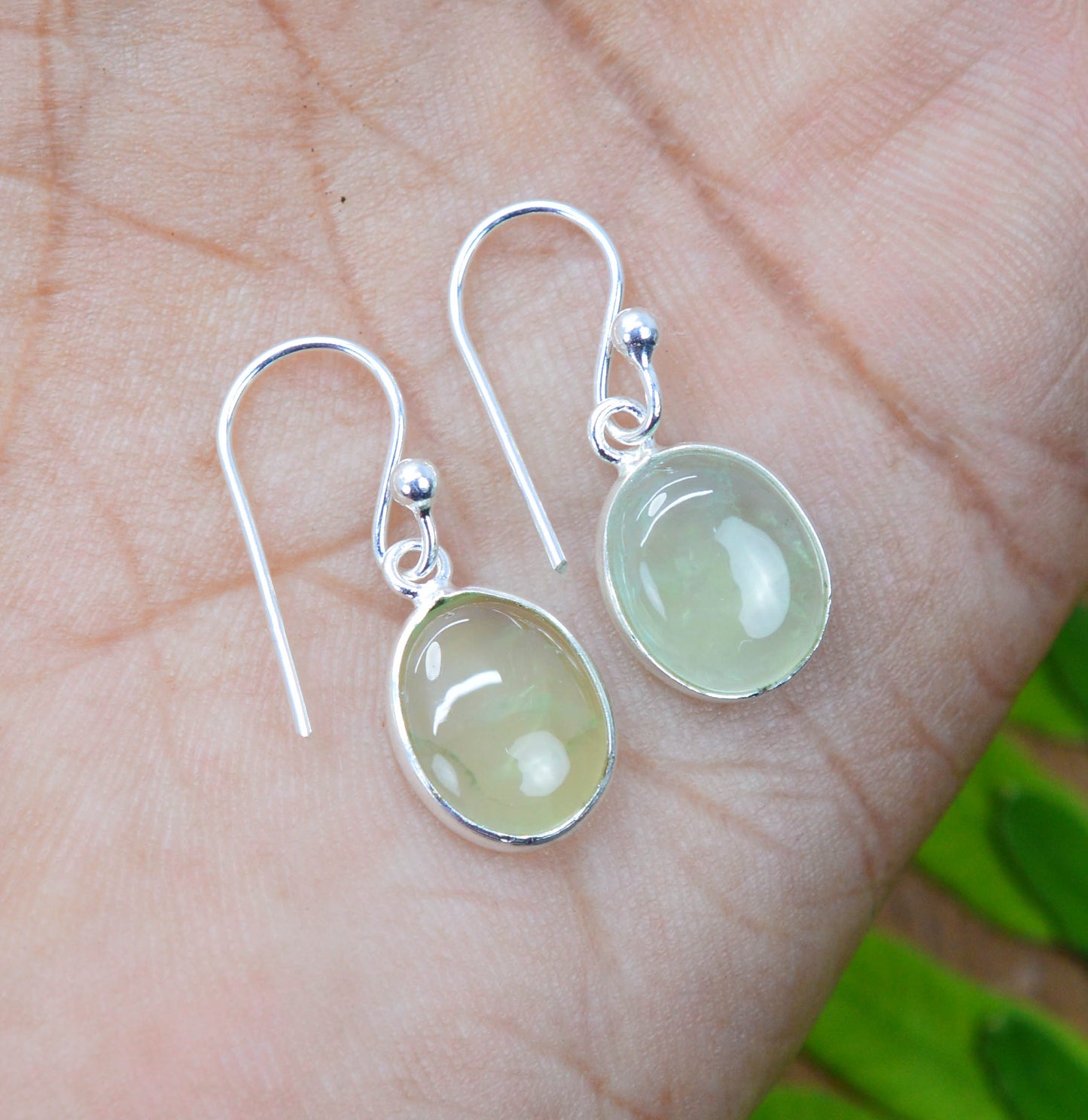 WHOLESALE 5PC SOLID STERLING SILVER GREEN PREHNITE HOOK EARRING LOT