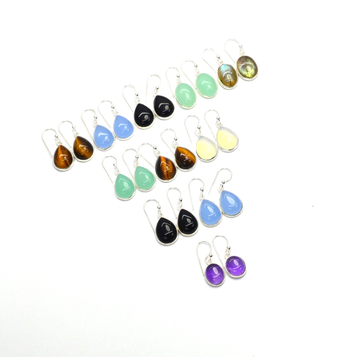 WHOLESALE 11PC 925 SOLIDSTERLING SILVER PURPLE AMETHYST MIX STONE EARRING LOT