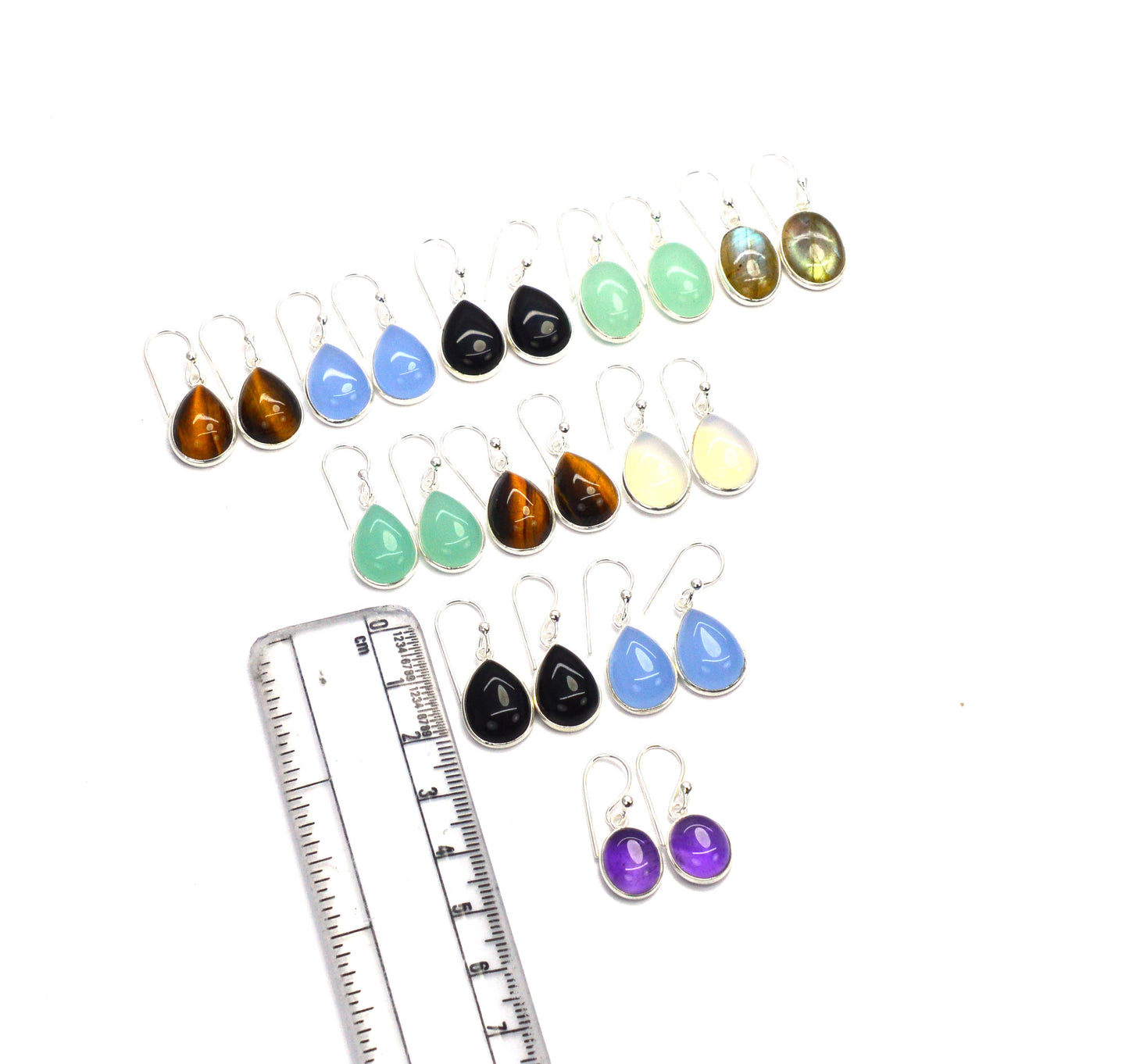 WHOLESALE 11PC 925 SOLIDSTERLING SILVER PURPLE AMETHYST MIX STONE EARRING LOT
