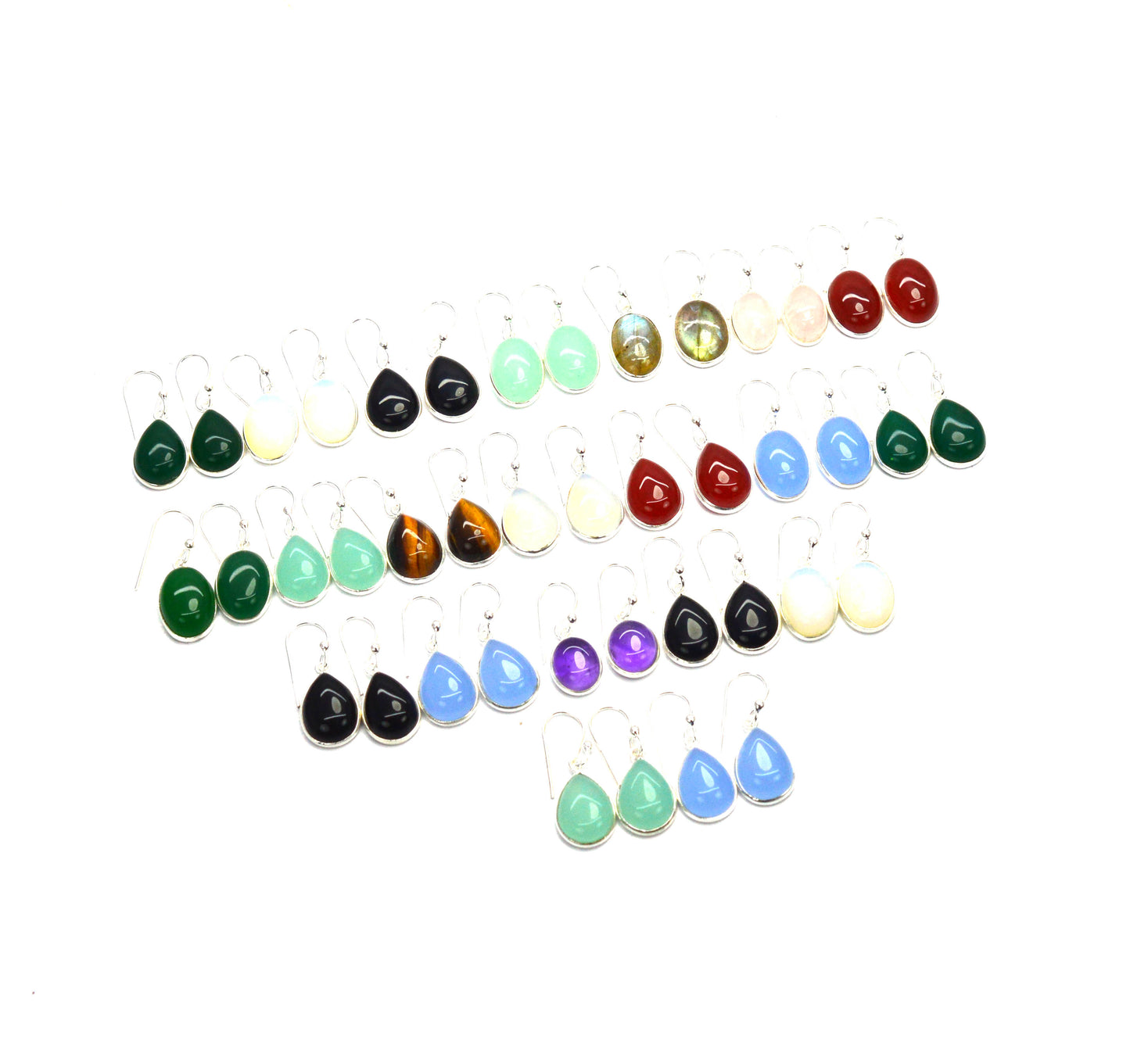 WHOLESALE 21PC 925 SOLID STERLING SILVER BLUE CHALCEDONY MIX EARRING LOT