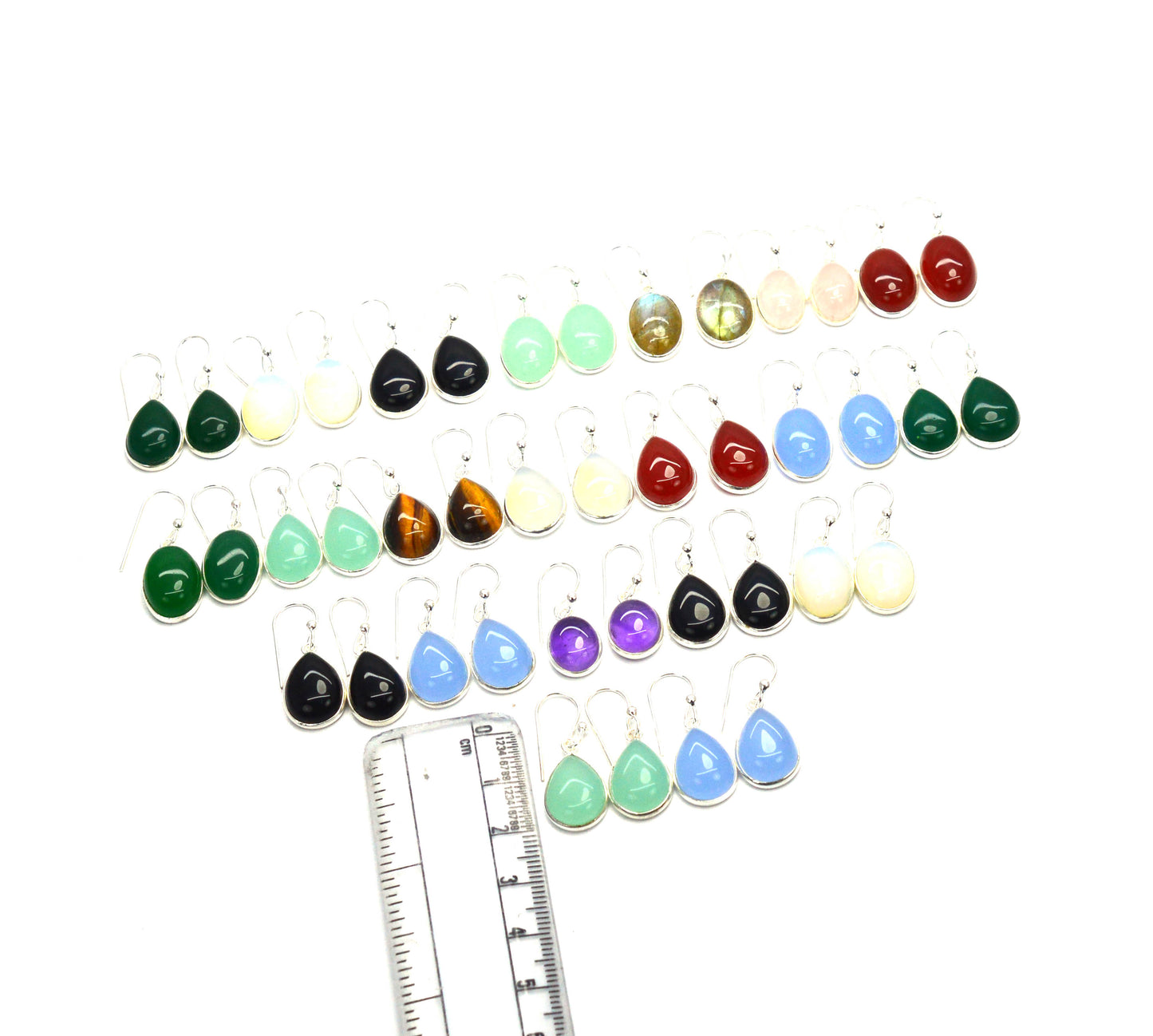 WHOLESALE 21PC 925 SOLID STERLING SILVER BLUE CHALCEDONY MIX EARRING LOT