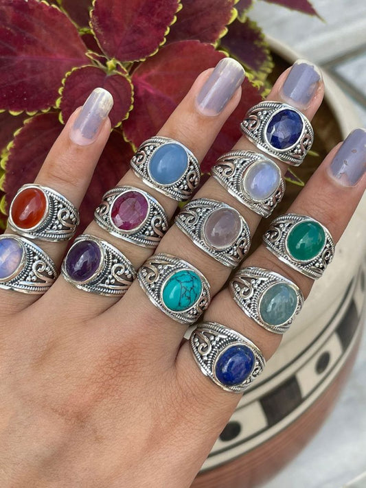 WHOLESALE 60PC 925 SOLID STERLING SILVER PINK ROSE QUARTZ MIX STONE RING LOT