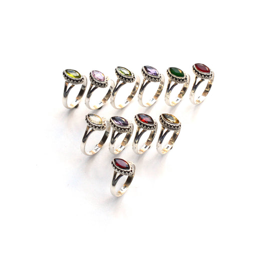 WHOLESALE 11PC 925 SOLID STERLING SILVER CUT RED GARNET MIX STONE RING LOT
