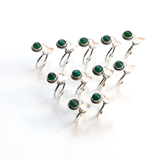 WHOLESALE 11PC 925 SOLID STERLING SILVER GREEN ONYX RING LOT